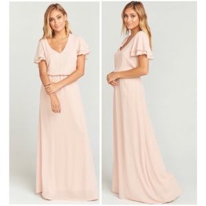 Show Me Your MuMu Michelle Dusty Blush Flutter Sleeve Maxi Dress